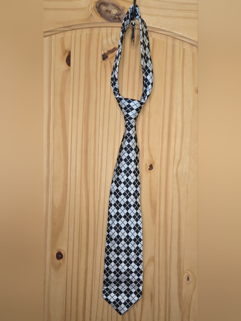 Paul Fredrick Black Silver Argyle Men’s Necktie Classic Diamond Pattern Dress Ti